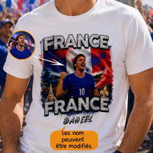 Charger l'image dans la galerie, Football T-Shirt personnalisés nom et photo, cadeau pour femme, homme, amateurs de football, world football cup, Foot Avec Nation