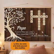 Charger l'image dans la galerie, Toile à suspendre Mots Croisés Personnalisé avec Prénoms, cadeaux pour papa, de fête des pères, tu es la pièce qui nous rassemble