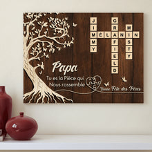 Charger l'image dans la galerie, Toile à suspendre Mots Croisés Personnalisé avec Prénoms, cadeaux pour papa, de fête des pères, tu es la pièce qui nous rassemble