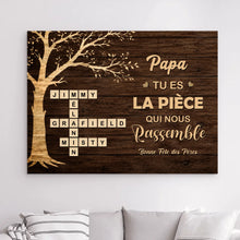 Charger l'image dans la galerie, Métal Mots Croisés Personnalisé avec Prénoms, cadeaux pour papa, de fête des pères, tu es la pièce qui nous rassemble