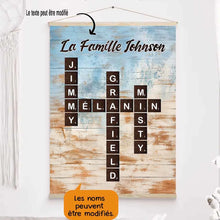 Charger l'image dans la galerie, Toile à Suspendre Mots Croisés Personnalisée avec Prénoms et Nom de Famille – Cadeau Famille Personnalisé
