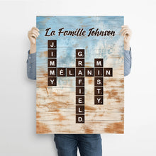 Charger l'image dans la galerie, Toile à Suspendre Mots Croisés Personnalisée avec Prénoms et Nom de Famille – Cadeau Famille Personnalisé