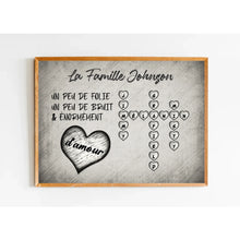 Charger l'image dans la galerie, Toile à suspendre Mots Croisés Personnalisée avec Prénoms et Nom de Famille, Cadeau pour Famille, énormément d’amour