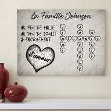 Charger l'image dans la galerie, Toile à suspendre Mots Croisés Personnalisée avec Prénoms et Nom de Famille, Cadeau pour Famille, énormément d’amour