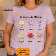 Charger l'image dans la galerie, T-Shirt Personnalisé Jardin de Mamie avec Fleur de Naissance – Cadeau pour Grand-Mère, Maman ou Tata