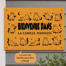 Charger l'image dans la galerie, Plaque de Porte Métallique Halloween Chats Fantômes Personnalisée – Cadeau pour Amoureux des Chats