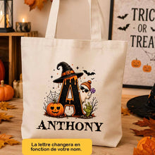 Charger l'image dans la galerie, Sac fourre-tout Halloween Fantôme et Bonbons Personnalisé avec Prénom – Tote Bag Cadeau Homme, Femme et Enfant