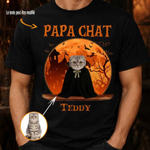 Charger l'image dans la galerie, T-Shirt Halloween Personnalisé avec Photo et Prénom de Chien, Chat ou Lapin – Cadeau pour Papa et Maman