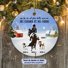 Charger l'image dans la galerie, Fille, Chien, Cheval Ornement, Boule de Noël À une fille qui aime le chien, Cadeau de Noël