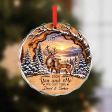 Charger l'image dans la galerie, Ornement en Verre Couple de Cerfs Personnalisé We Got This – Cadeau de Noël Romantique