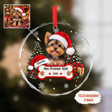 Charger l'image dans la galerie, Ornement en Verre Personnalisé avec Photo de Chien Mon Premier Noël – Premier Noël de Votre Compagnon