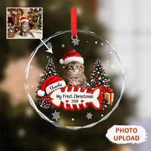 Charger l'image dans la galerie, Ornement en Verre Personnalisé avec Photo de Chat Mon Premier Noël – Premier Noël de Votre Compagnon