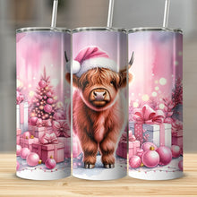 Charger l'image dans la galerie, Gobelet à vaches Highland de Noël rose, Gobelet de Noël, Cadeau de Noël