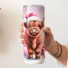 Charger l'image dans la galerie, Gobelet à vaches Highland de Noël rose, Gobelet de Noël, Cadeau de Noël