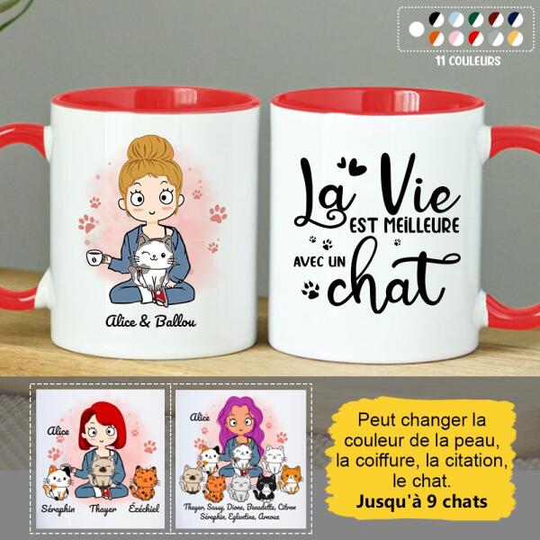 Maman chat - Mug personnalisé (Style BD) – Pet Printed FR