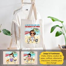 Charger l'image dans la galerie, Jusqu'à 9 animaux, Sac fourre-tout personnalisé chat et chien, tote bag femme maman chat et chien