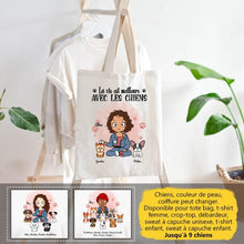 Charger l'image dans la galerie, Jusqu'à 9 chiens, Sac fourre-tout personnalisé chien, tote bag femme maman chien, juste une fille qui aime les chiens
