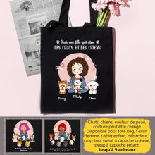 Charger l'image dans la galerie, Jusqu'à 9 animaux, Sac fourre-tout personnalisé chien et chat, tote bag femme maman chat et chien
