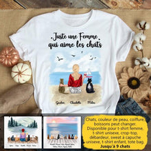 Charger l'image dans la galerie, Jusqu'à 9 chats, tee shirt personnalisé chat, t shirt femme maman chat, juste une femme qui aime les chats