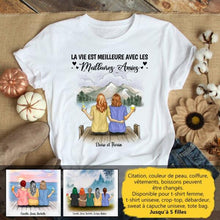 Charger l'image dans la galerie, Jusqu'à 5 filles, noms et arts personnalisés, t shirt personnalisé meilleure amie, t-shirt femme meilleures amies