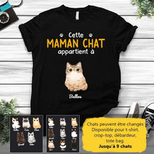 Charger l'image dans la galerie, Jusqu'à 9 chats, t shirt chat femme, tee shirt personnalisé chat, cette maman de chat appartient à
