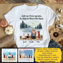Charger l'image dans la galerie, Jusqu'à 6 animaux, t shirt personnalisé lapin et chat chien, tee shirt lapins chats chiens femme, maman lapin chat chien