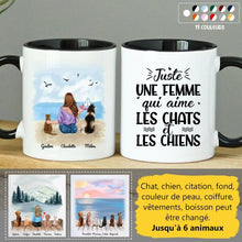 Charger l'image dans la galerie, Jusqu'à 6 animaux, mug chien et chat personnalisé, juste une femme qui aime les chats et les chiens