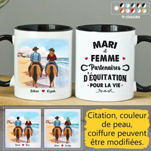 Charger l'image dans la galerie, Mug cheval personnalisable, tasse cheval, Tasse de café personnalisée de couple d'équitation