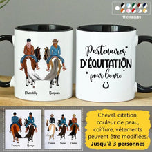 Charger l'image dans la galerie, Jusqu'à 3 chevaux, mug cheval personnalisable, tasse cheval, partenaires d'équitation pour la vie