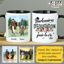 Charger l'image dans la galerie, Jusqu'à 3 personnes, Mug cheval personnalisable, partenaires d'équitation pour la vie