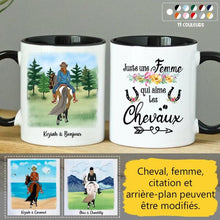 Charger l'image dans la galerie, Mug cheval personnalisable, tasse cheval personnalisée, femme qui aime les chevaux