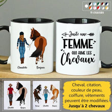 Charger l'image dans la galerie, Jusqu'à 2 chevaux, mug cheval personnalisable, tasse cheval, juste une femme qui aime les chevaux