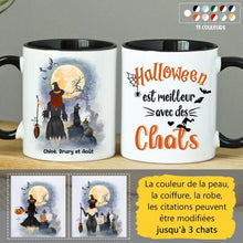 Charger l'image dans la galerie, Jusqu'à 3 chats, mug chat personnalisé, tasse Halloween maman chat, Halloween est meilleur avec des chats