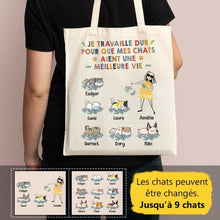 Charger l'image dans la galerie, Jusqu'à 9 chats, Sac fourre-tout personnalisé, tote bag femme maman chat, femme qui aime les chats