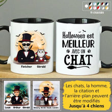 Charger l'image dans la galerie, Jusqu'à 4 chats, mug chat personnalisé, tasse papa chat Halloween, homme qui aime les chats