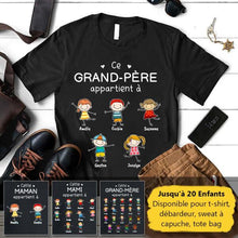 Charger l'image dans la galerie, Jusqu'à 20 enfants, T-shirt personnalisé grand-père grand-mère, ce grand-père appartient à, fête des pères