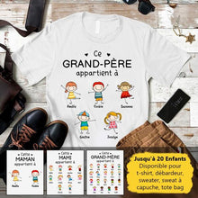 Charger l'image dans la galerie, Jusqu'à 20 enfants, T-shirt personnalisé grand-père grand-mère, ce grand-père appartient à, fête des pères