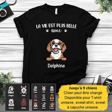 Charger l'image dans la galerie, Jusqu'à 9 chiens, t shirt personnalisé chien, t shirt maman chien, La vie plus belle avec des chiens