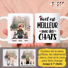 Charger l'image dans la galerie, Jusqu'à 7 chats, Mug chat personnalisé, mug maman chat, Noël est meilleur avec des chats