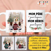 Charger l'image dans la galerie, Jusqu'à 5 filles, Mug personnalisé, Cadeaux de Noël pour papa de la part de sa fille, Mon père pour toujours, mon héros pour toujours