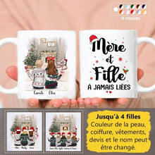 Charger l'image dans la galerie, Jusqu'à 4 filles, Mug personnalisé maman, Tasse Mère et Filles à Jamais liées, cadeau mère en fille pour Noël