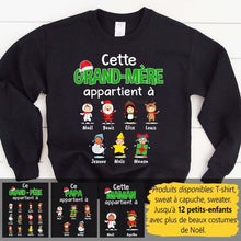 Charger l'image dans la galerie, Jusqu'à 12 petits-enfants, T-shirt personnalisé pour grand-mère, T-shirt de Noël pour grand-père