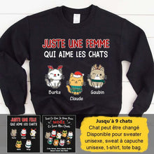 Charger l'image dans la galerie, Jusqu'à 9 chats, t shirt chat personnalisé, T-shirt de Noël pour les amoureux des chats