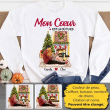 Charger l'image dans la galerie, T shirt personnalisé couple, mon cœur est là où tu es, Cadeau de Noël pour elle, lui
