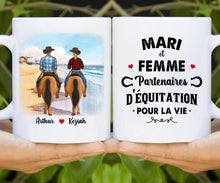 Charger l'image dans la galerie, Mug cheval personnalisable, tasse cheval, Tasse de café personnalisée de couple d'équitation