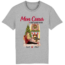 Charger l'image dans la galerie, T shirt personnalisé couple, mon cœur est là où tu es, Cadeau de Noël pour elle, lui