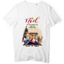 Charger l'image dans la galerie, Jusqu'à 2 chiens, T shirt personnalisé couple, T-shirt de Noël pour lui, pour elle