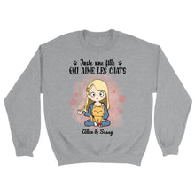 Charger l'image dans la galerie, Jusqu'à 12 chats, Sweat à col rond personnalisé chat, Sweat-shirt juste une fille qui aime les chats