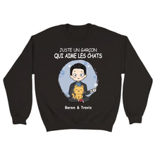 Charger l'image dans la galerie, Jusqu'à 12 chats, Pull personnalisé chat, Pull papa chat, juste un garçon qui aime les chats
