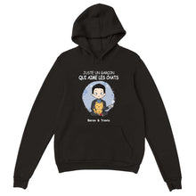 Charger l'image dans la galerie, Jusqu'à 12 chats, Sweat à capuche personnalisé chat, Sweat à capuche papa chat, juste un garçon qui aime les chats